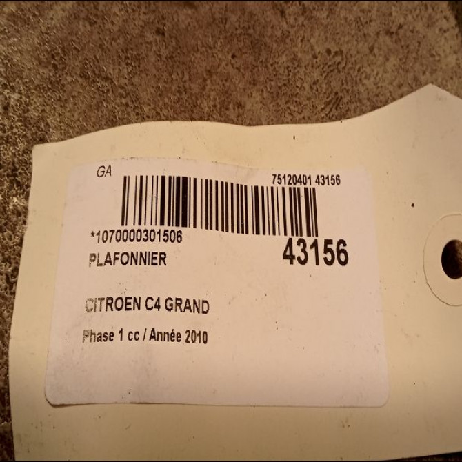 Plafonnier occasion CITROEN C4 GRAND PICASSO I Phase 1 10-2006->09-2013 1.6 HDI 110ch 6362Q0 3