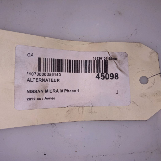 Alternateur occasion NISSAN MICRA IV Phase 1 11-2010->12-2013 231001HH1REX 4