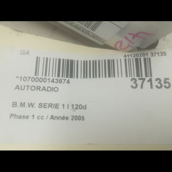 Autoradio occasion B.M.W. SERIE 1 I Phase 1 05-2004->12-2006 120d 65129299443 3