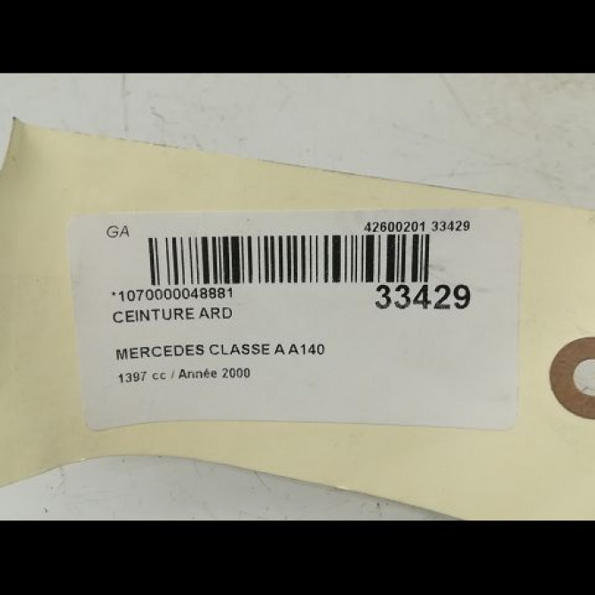 Ceinture arrière droite occasion MERCEDES CLASSE A I Phase 1 01-1998->03-2001 A 140 16886018859A86 6