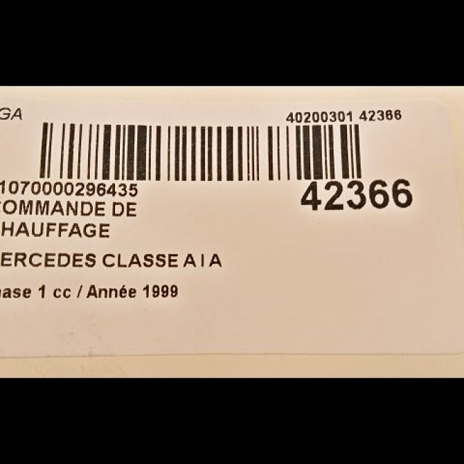Commande de chauffage occasion MERCEDES CLASSE A I Phase 1 01-1998->03-2001 A 170 CDI 1688300485 3