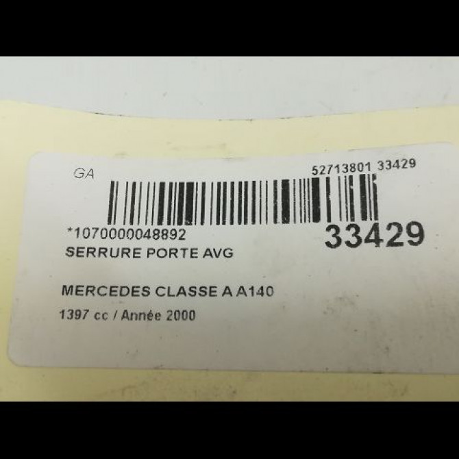 Serrure porte avg occasion MERCEDES CLASSE A I Phase 1 01-1998->03-2001 A 140 1687201935 4