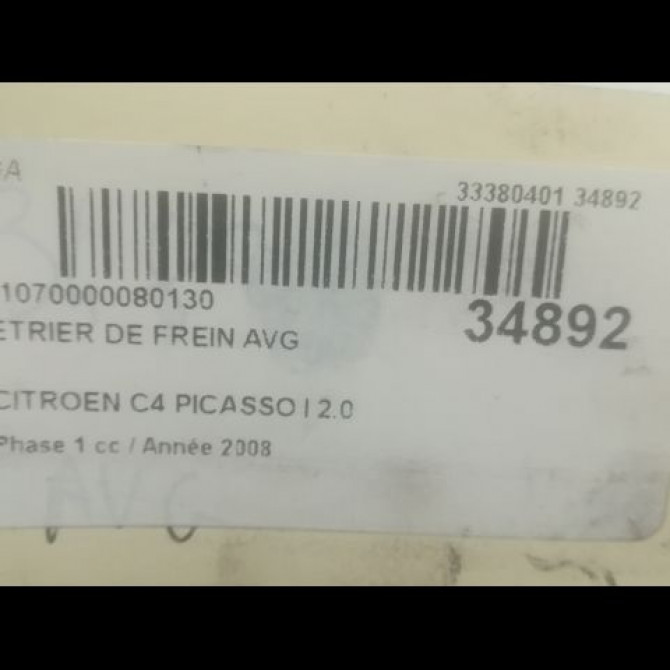 Etrier de frein avant gauche occasion CITROEN C4 PICASSO I Phase 1 01-2007->10-2013 2.0 HDi 138ch 4400T4 3
