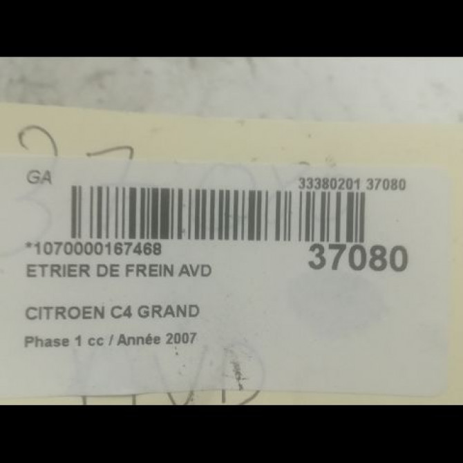 Etrier de frein avant droit occasion CITROEN C4 GRAND PICASSO I Phase 1 10-2006->09-2013 1.6 HDI 110ch 4400T5 3