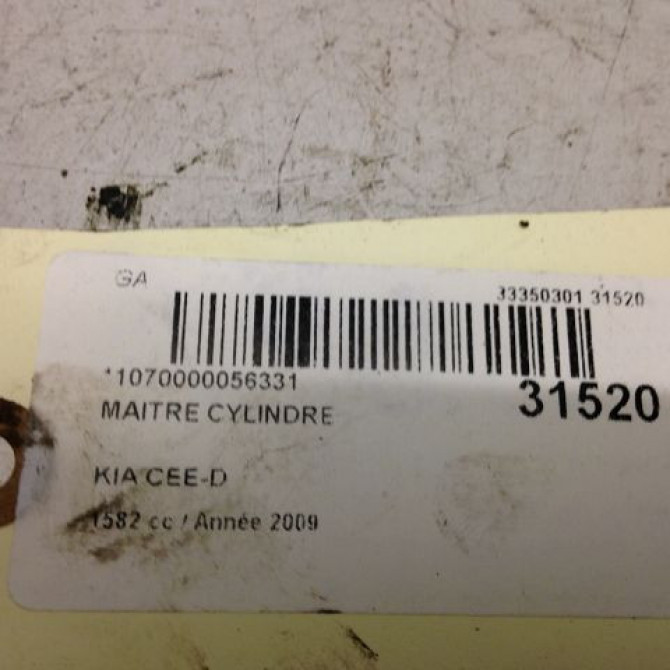 Maitre cylindre occasion KIA CEE D II Phase 1 09-2012->... 585101H000 3