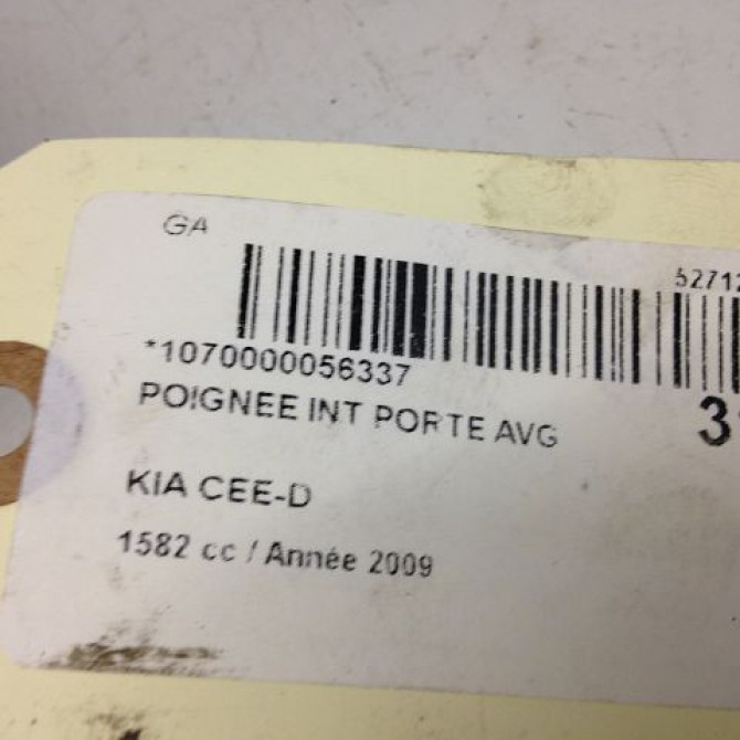 Poignee int porte avg occasion KIA CEE D II Phase 1 09-2012->... 826101H010 4