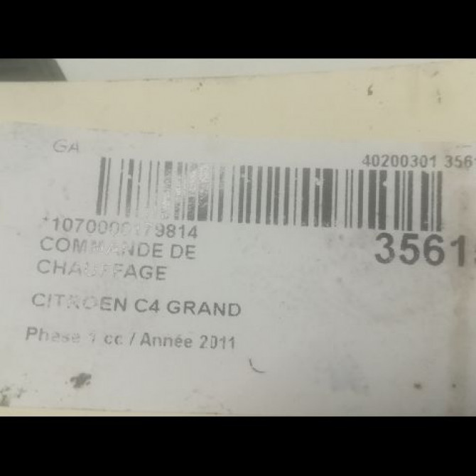 Commande de chauffage occasion CITROEN C4 GRAND PICASSO I Phase 1 10-2006->09-2013 1.6 HDI 110ch 3
