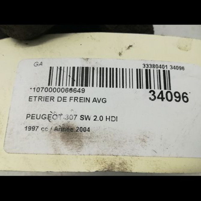 Etrier de frein avant gauche occasion PEUGEOT 307 Phase 1 04-2001->06-2005 2.0 HDI 16v 136ch 1607376680 4