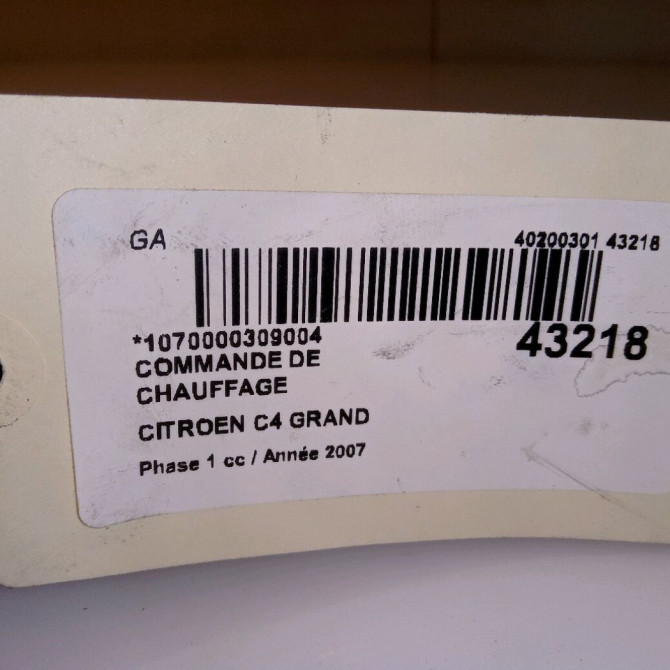 Commande de chauffage occasion CITROEN C4 GRAND PICASSO I Phase 1 10-2006->09-2013 1.6 HDI 110ch 4