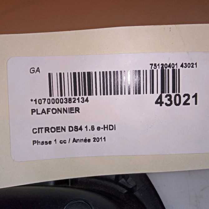 Plafonnier occasion CITROEN DS4 Phase 1 01-2011->03-2016 1.6 e-HDi 110ch 6362AW 4
