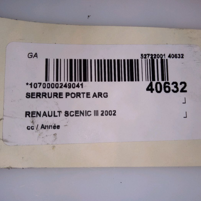 Serrure porte arg occasion RENAULT SCENIC III 4