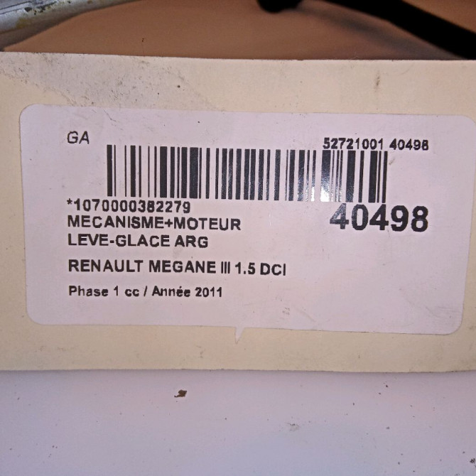 Mecanisme+moteur leve-glace arg occasion RENAULT MEGANE III Phase 1 11-2008->01-2012 1.5 DCI 110ch 827210008R 4