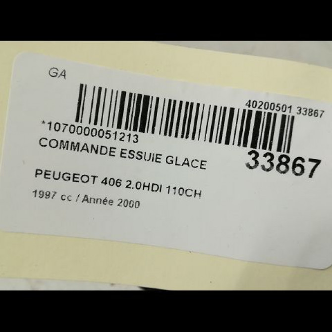 Commande essuie glace occasion PEUGEOT 406 Phase 2 04-1999->04-2004 2.0 HDI 110ch 6239A8 4