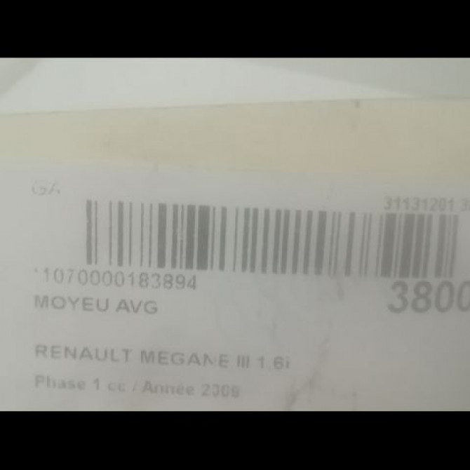 Moyeu avg occasion RENAULT MEGANE III Phase 1 11-2008->01-2012 1.6i 16v 110ch 402108022R 4