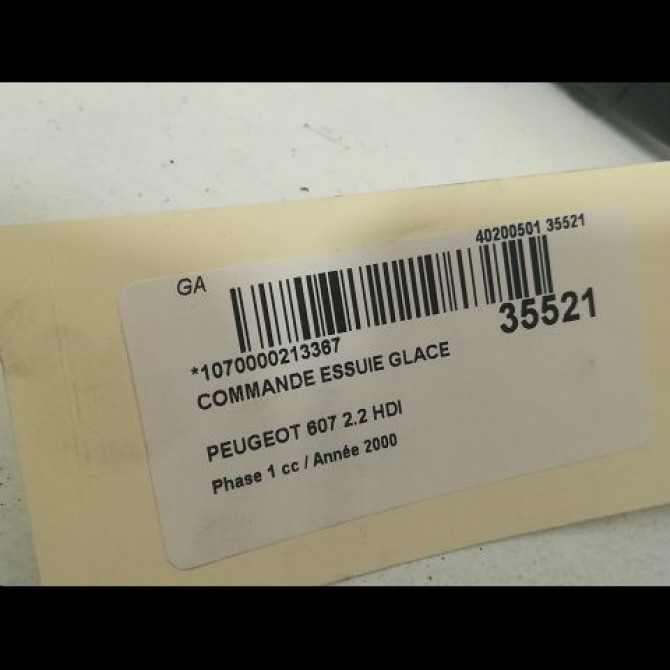 Commande essuie glace occasion PEUGEOT 607 Phase 1 11-1999->09-2004 2.2 HDI 6239A8 3