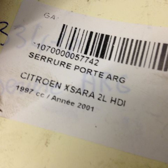 Serrure porte arg occasion CITROEN XSARA Phase 2 09-2000->12-2005 2.0 HDi 90ch 0000913769 5