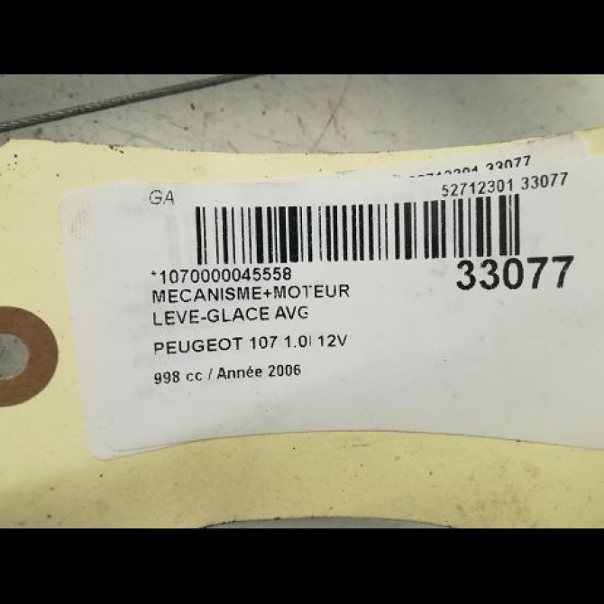 Mecanisme+moteur leve-glace avg occasion PEUGEOT 107 Phase 1 06-2005->12-2008 1.0i 12v 9221T8 4