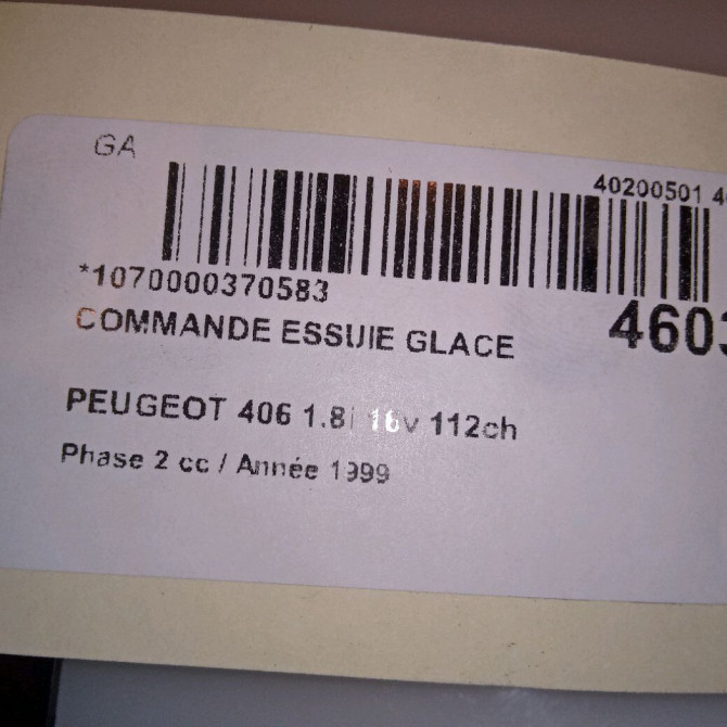 Commande essuie glace occasion PEUGEOT 406 Phase 2 04-1999->04-2004 1.8i 16v 112ch 6239A8 4
