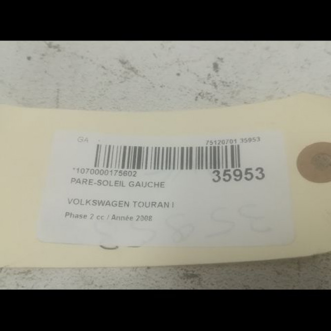 Pare-soleil gauche occasion VOLKSWAGEN TOURAN I Phase 2 11-2006->09-2010 2.0TDi 16v 140ch 1T0857551F2F4 2