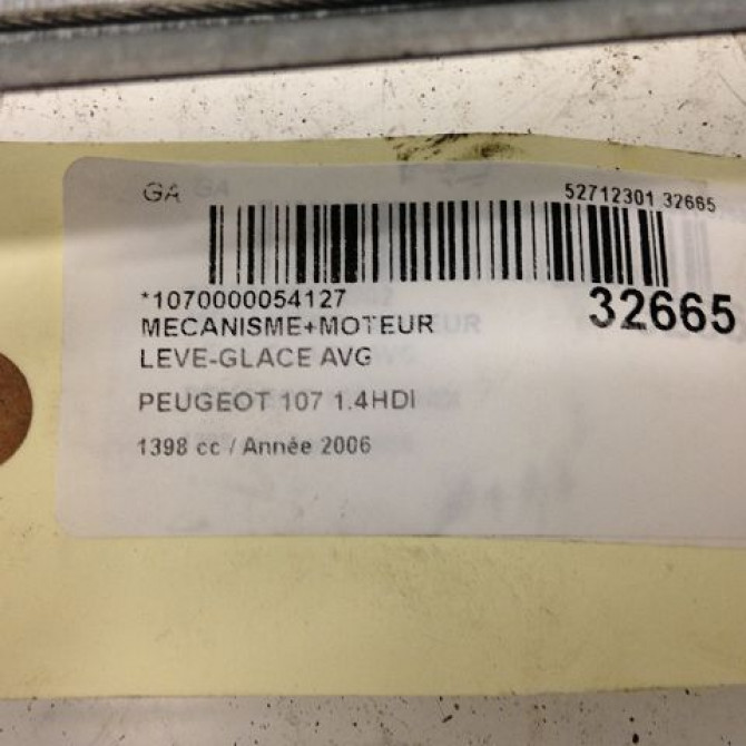 Mecanisme+moteur leve-glace avg occasion PEUGEOT 107 Phase 1 06-2005->12-2008 1.4 HDI 9221T8 2