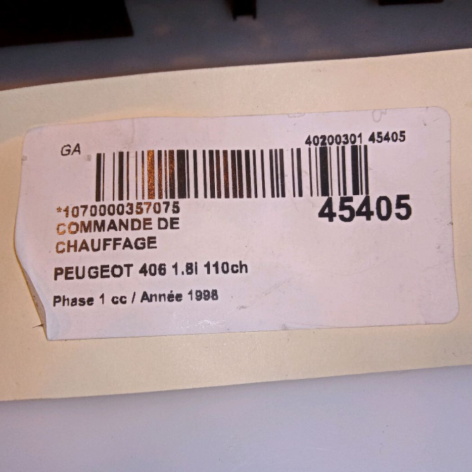 Commande de chauffage occasion PEUGEOT 406 Phase 1 10-1995->04-1999 1.8i 110ch 4