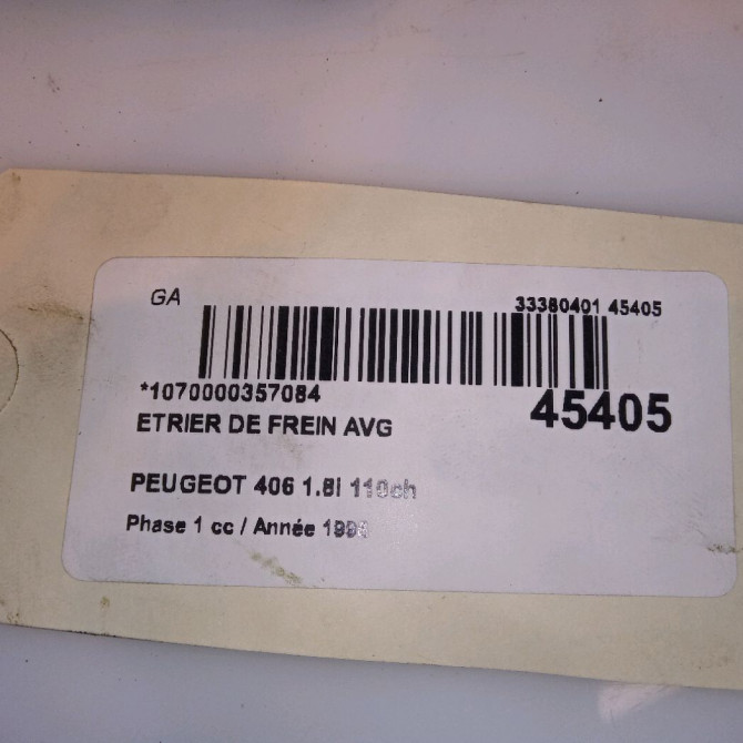 Etrier de frein avant gauche occasion PEUGEOT 406 Phase 1 10-1995->04-1999 1.8i 110ch 4401A0 4