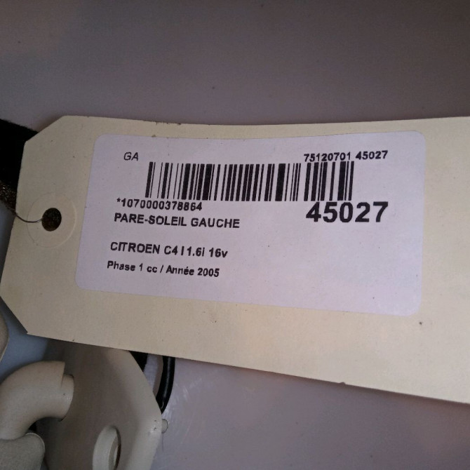 Pare-soleil gauche occasion CITROEN C4 I Phase 1 11-2004->07-2008 1.6i 16v 8143JG 3