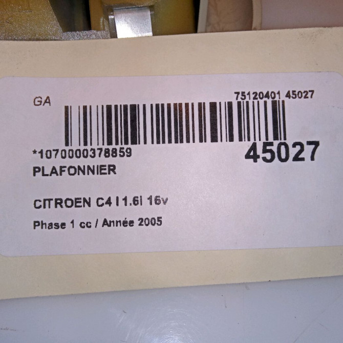 Plafonnier occasion CITROEN C4 I Phase 1 11-2004->07-2008 1.6i 16v 6362N4 4