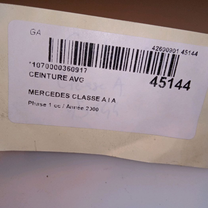 Ceinture avant gauche occasion MERCEDES CLASSE A I Phase 1 01-1998->03-2001 A 170 CDI 16886031859A86 4