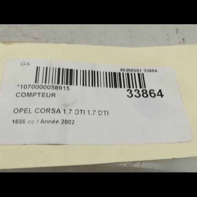 Compteur occasion OPEL CORSA III Phase 1 10-2000->08-2003 1.7 DI 16v 5