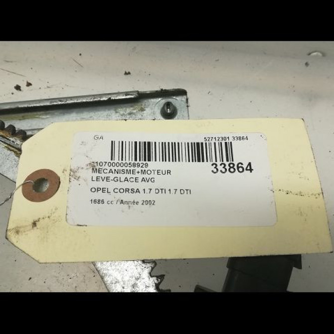 Mecanisme+moteur leve-glace avg occasion OPEL CORSA III Phase 1 10-2000->08-2003 1.7 DI 16v 9196410 4