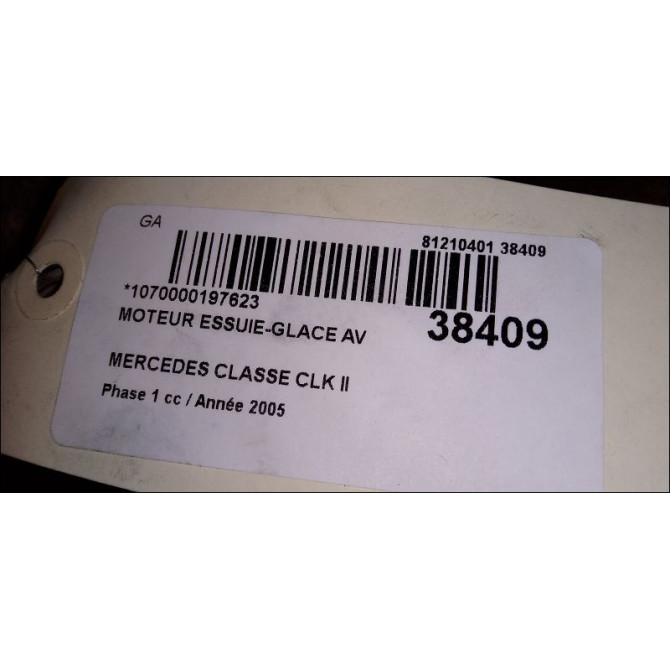 Moteur essuie-glace avant occasion MERCEDES CLASSE CLK II Phase 1 05-2002->12-2009 270 CDI 2038200342 3