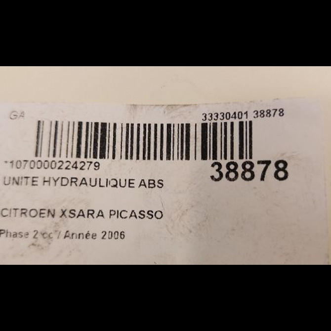 Unité hydraulique ABS occasion CITROEN XSARA PICASSO Phase 2 02-2004->12-2010 1.6 HDI 110ch 4541L7 3