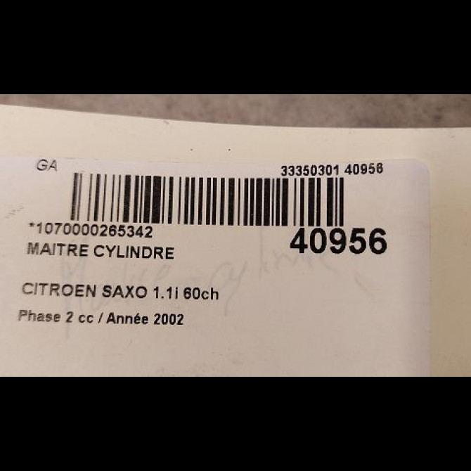 Maitre cylindre occasion CITROEN SAXO Phase 2 09-1999->12-2004 1.1i 60ch 4601F0 2