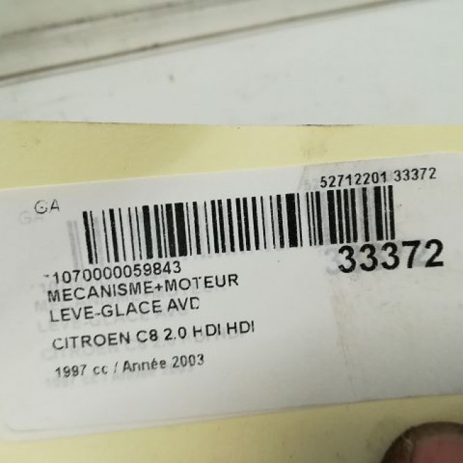 Mecanisme + moteur lève-glace avant droit occasion CITROEN C8 Phase 1 06-2002->... 2.0 HDi 16v 110ch 9222L2 4