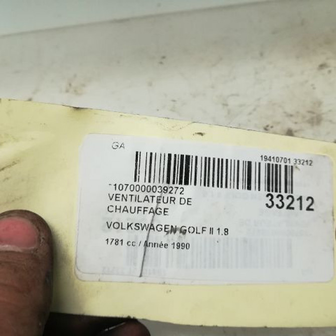 Ventilateur de chauffage occasion VOLKSWAGEN GOLF II Phase 1 01-1984->06-1992 4