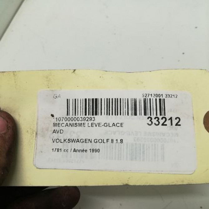 Mécanisme lève-glace avant droit occasion VOLKSWAGEN GOLF II Phase 1 01-1984->06-1992 4