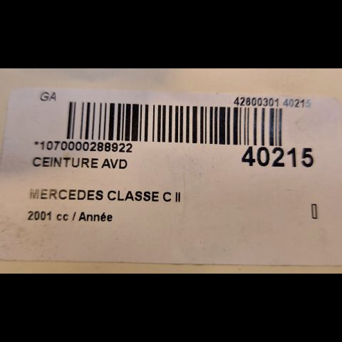 Ceinture avant droite occasion MERCEDES CLASSE C II Phase 1 05-2000->03-2004 20386066859C94 5