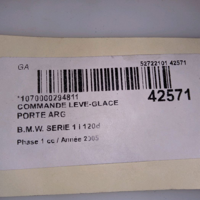 Commande leve-glace porte arrière gauche occasion B.M.W. SERIE 1 I Phase 1 05-2004->12-2006 120d 61316970259 4
