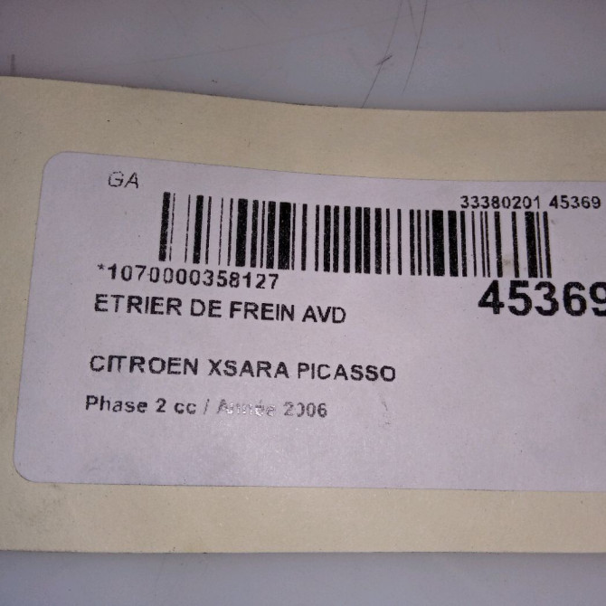 Etrier de frein avant droit occasion CITROEN XSARA PICASSO Phase 2 02-2004->12-2010 1.6 HDI 110ch 4400N3 4