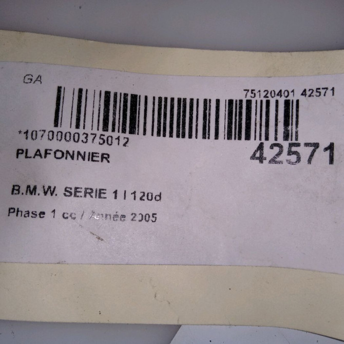 Plafonnier occasion B.M.W. SERIE 1 I Phase 1 05-2004->12-2006 120d 4