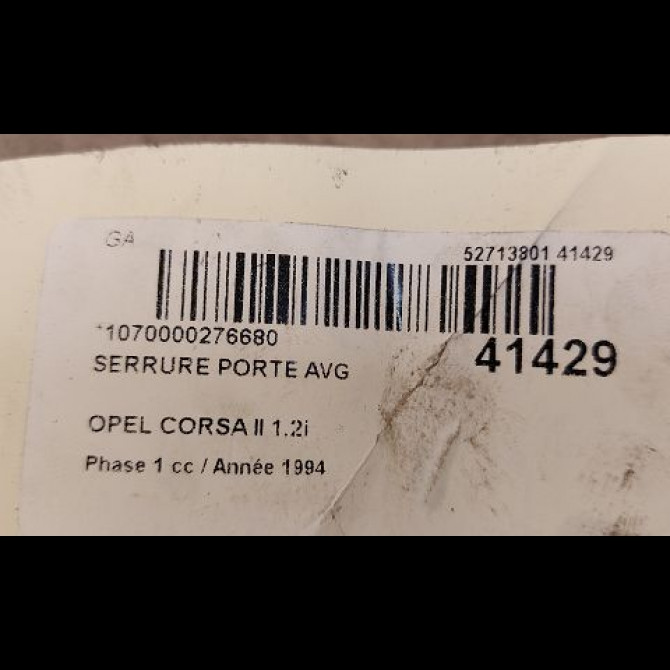 Serrure porte avg occasion OPEL CORSA II Phase 1 03-1993->04-1997 1.2i 9201834 3