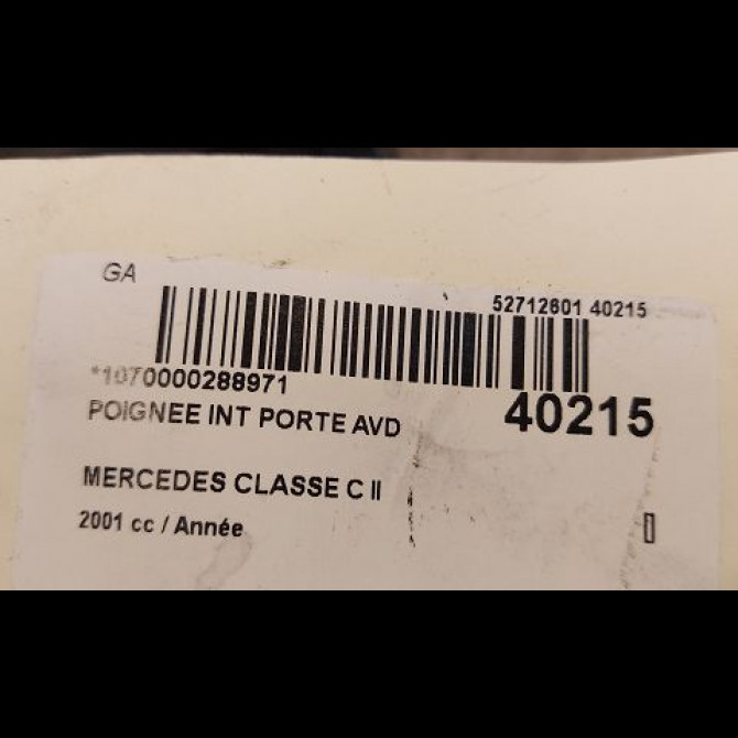 Poignee int porte avd occasion MERCEDES CLASSE C II Phase 1 05-2000->03-2004 20372734289116 2