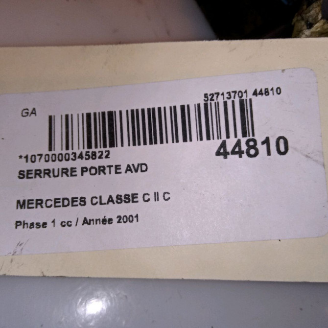 Serrure porte avd occasion MERCEDES CLASSE C II Phase 1 05-2000->03-2004 C 220 CDI 2037200435 4