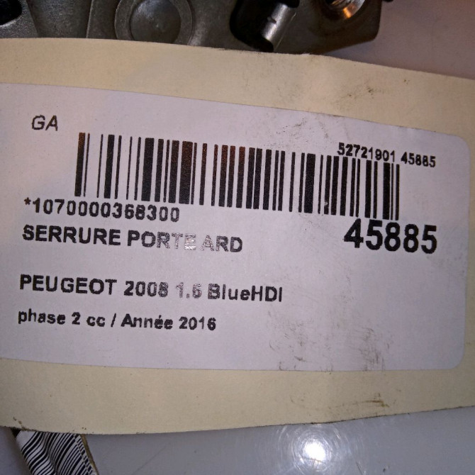 Serrure porte ard occasion PEUGEOT 2008 Phase 1 04-1995->04-1999 1.6 BlueHDI 120ch 9812501180 4