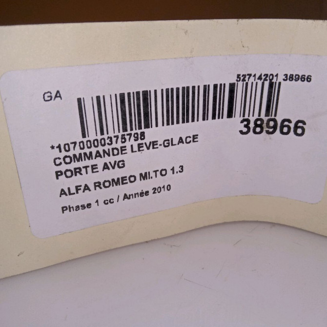 Commande lève-glace porte avant gauche occasion ALFA ROMEO MI.TO MI.TO Phase 1 2008-09-01->2016-12-31 1.3 JTDM 95ch 156085171 4