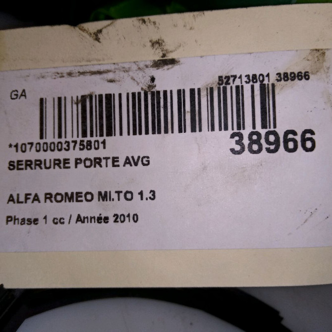 Serrure porte avg occasion ALFA ROMEO MI.TO MI.TO Phase 1 2008-09-01->2016-12-31 1.3 JTDM 95ch 50519059 4