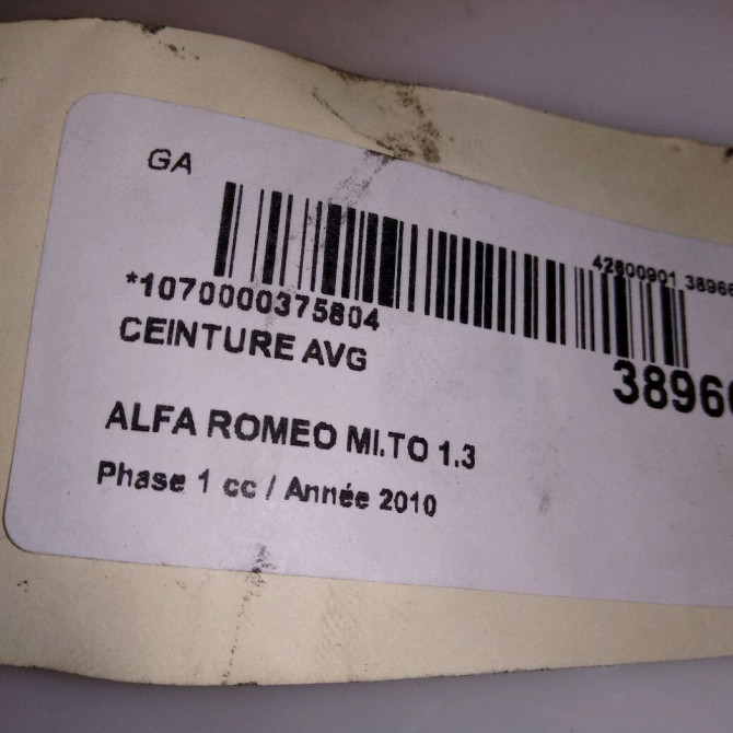 Ceinture avant gauche occasion ALFA ROMEO MI.TO MI.TO Phase 1 2008-09-01->2016-12-31 1.3 JTDM 95ch 156100546 4