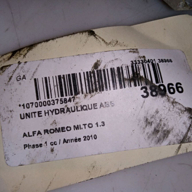 Unité hydraulique ABS occasion ALFA ROMEO MI.TO MI.TO Phase 1 2008-09-01->2016-12-31 1.3 JTDM 95ch 71749680 5