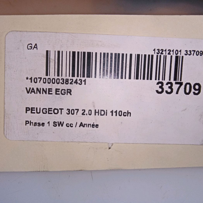 Vanne EGR occasion PEUGEOT 307 Phase 1 SW 03-2002->07-2004 2.0 HDi 110ch 4